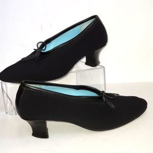 THIERRY RABOTIN Black Fabric Leather Bow Pump